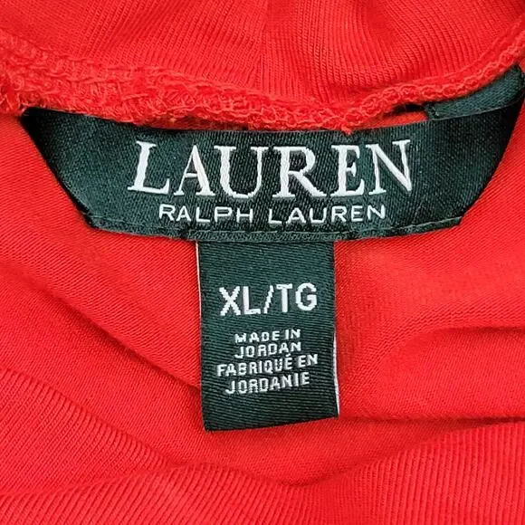 Lauren Ralph Lauren Red Short Sleeve Turtleneck Stretch Pullover Women's Size XL - Picture 2 of 7